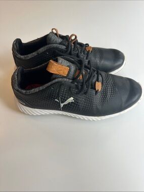 Puma Ignite PWRAdapt Golf Shoes Waterproof with Brown Accent Tabs Youth Size 4